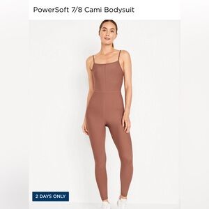 Old navy active Powersoft 7/8 cami bodysuit in warm taupe BNWT